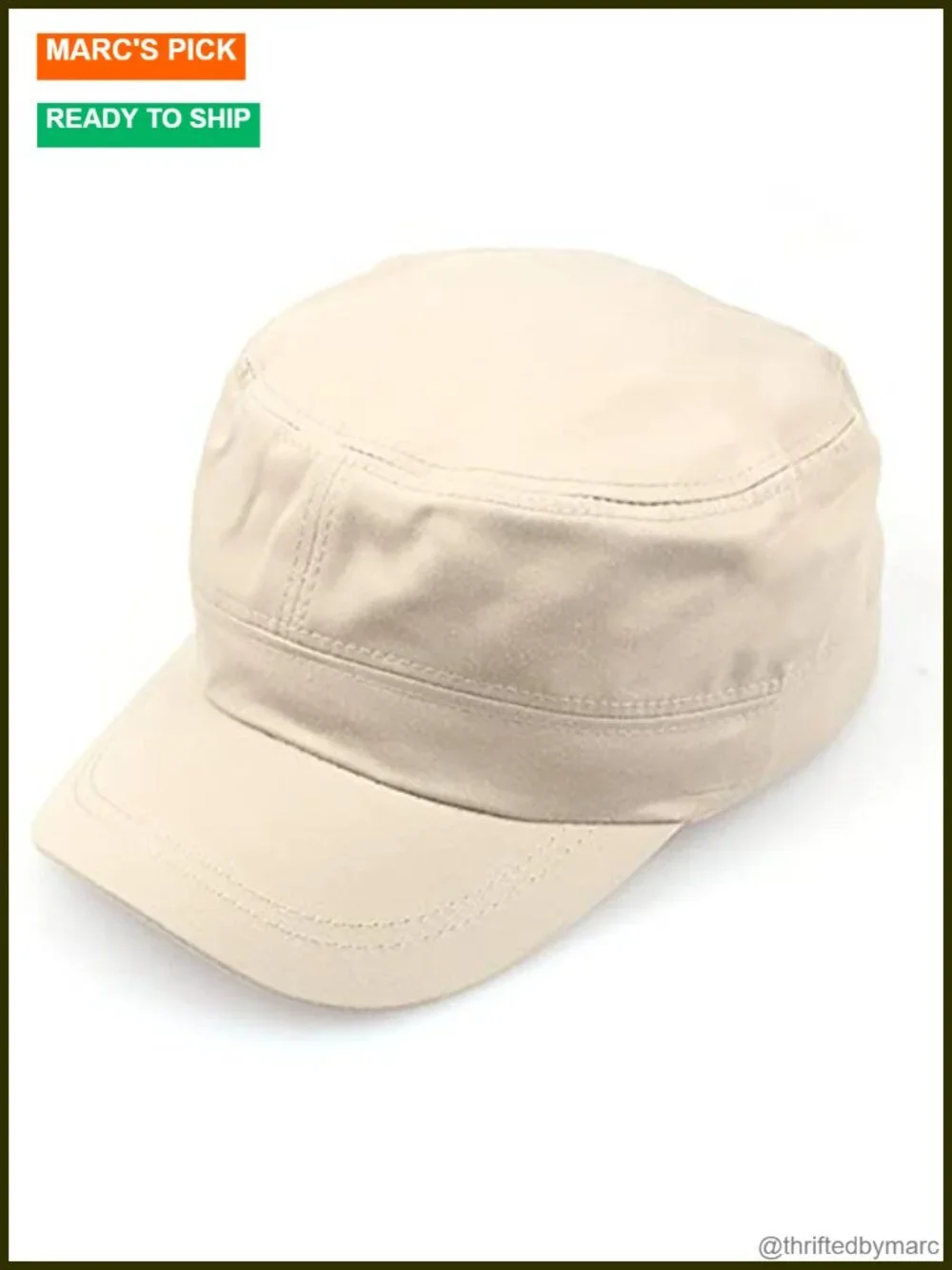2 Pack Cotton Adjustable Military Cadet Caps for Men - Classic Flat Top
